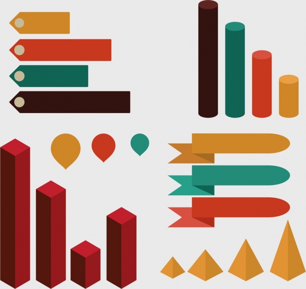 elementos de design infográfico ornamento de diversos tipos de gráfico