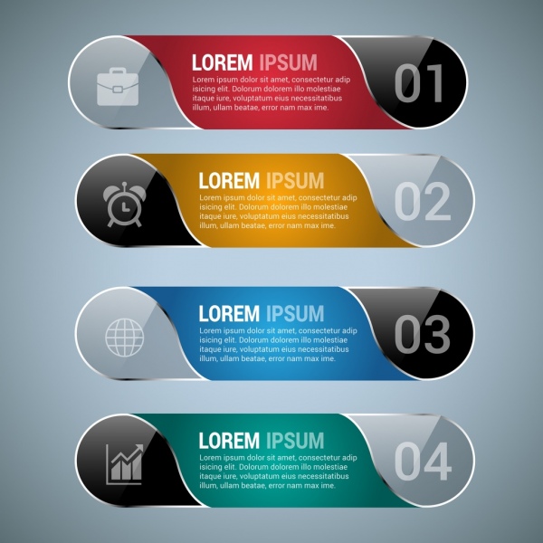 infographic design serie scintillante colorato stile orizzontale