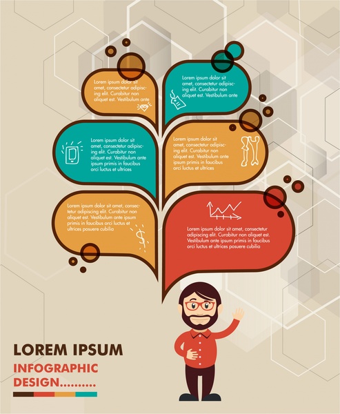 Infografik-Design mit Mensch und Rede Christbaumkugeln