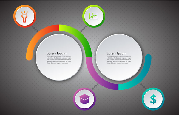 Infografik-Diagramm-Design mit Kreisen und abgerundeten Linien