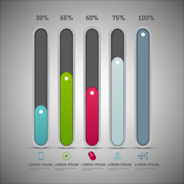 Infographic Diagram Design With Vertical Tabs And Percentage