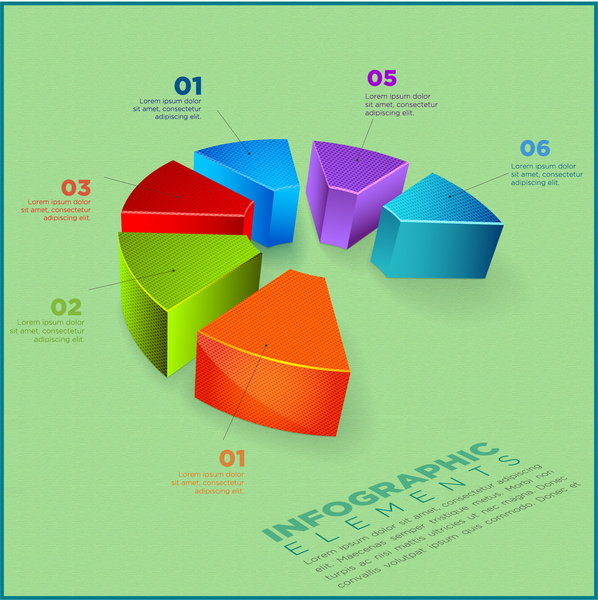 infographic elemen desain dengan 3d dipotong pie chart