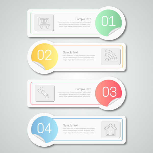 Infografik-Abbildung mit horizontalen Etiketten-design