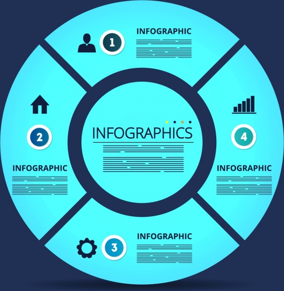 infographic template biru datar lingkaran dekorasi