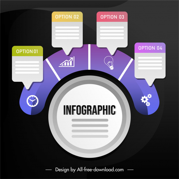 infografik şablon daire düzeni renkli düz modern