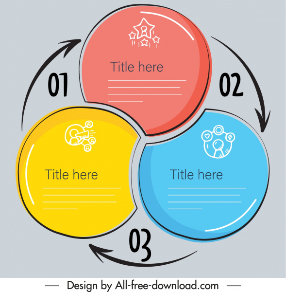 círculos de plantillas infográficas combinación flechas esbozar diseño plano