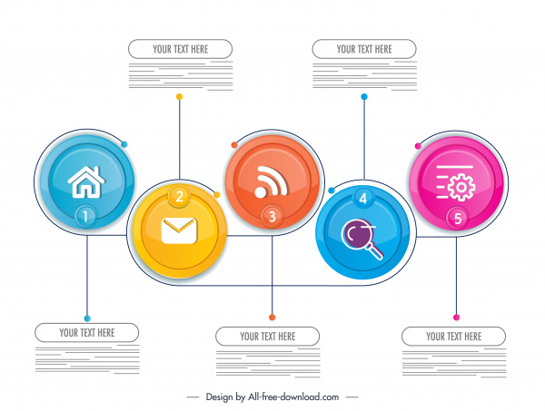 template Infografis lingkaran UI warna-warni cerah sketsa