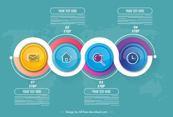 plantilla infográfica círculos coloridos decoración de conexión plana moderna