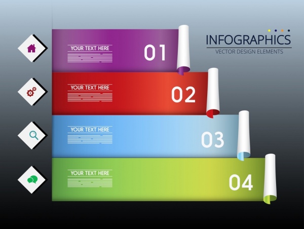 Infográfico horizontal de colorido modelo roll decoração