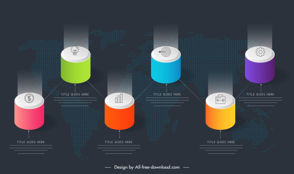 modello infografico colorato lucido 3d cerchio pilastro schizzo