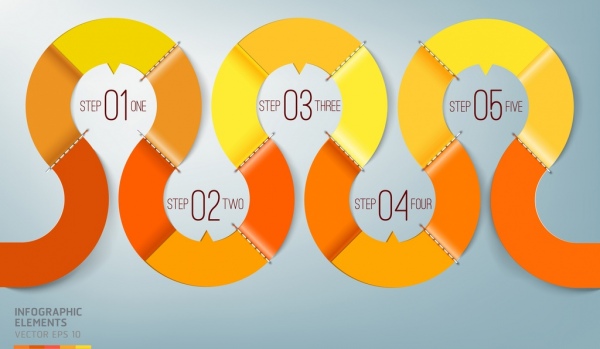 template infographic mengkilap melengkung jeruk line dekorasi
