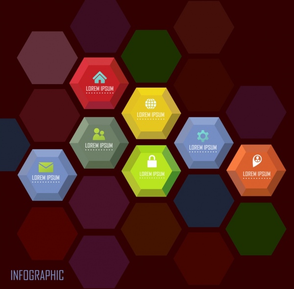 Plantilla de fondo de diversos coloridos polígono infografia