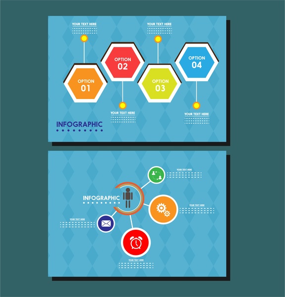 infographic template desain terisolasi geometri pada latar belakang biru