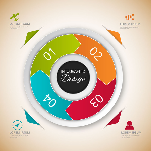 Desain vektor infographic dengan 3d ilustrasi bulat