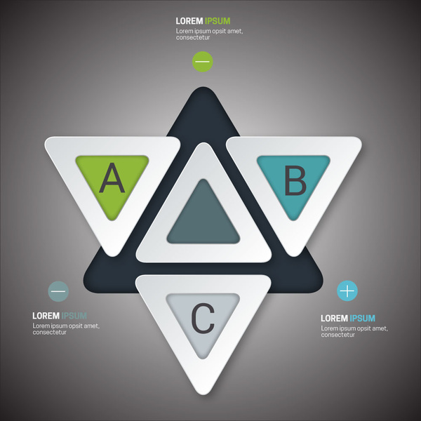 Infografik-Vektor-Design mit 3d Dreiecke Anordnung