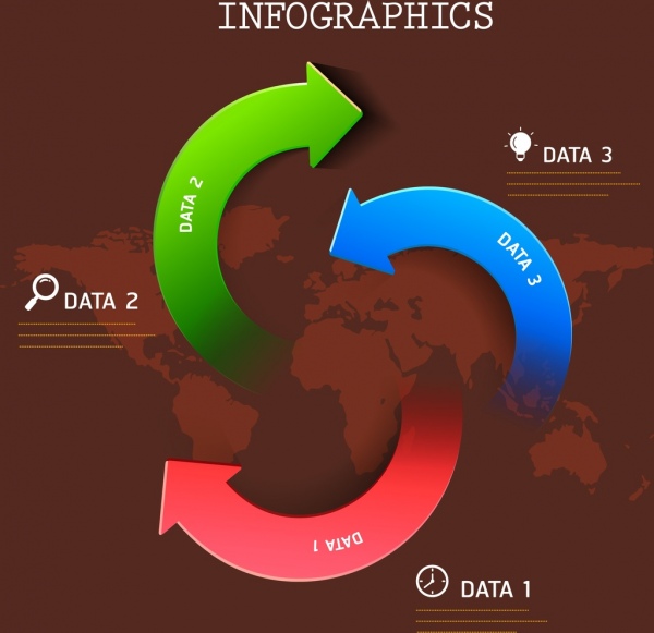 infographice template swirl panah dekorasi kontinental latar belakang