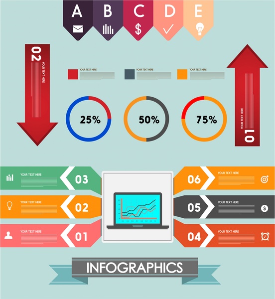 infographics ok ve daireler ile illüstrasyon vektör