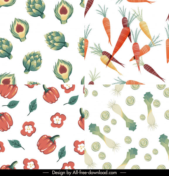 Zutaten Muster Vorlagen Artischocke Karotten Chili Jakobsmuscheln Skizze