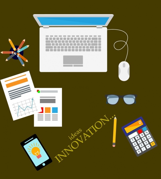 Innovation-Konzept Banner Büro Geräte Isolierung
