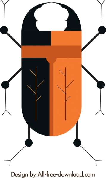 Плоский крупным планом насекомых фон таракан иконок