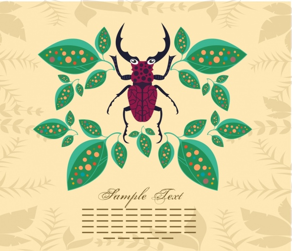 昆虫bug图标插图装饰背景的叶子