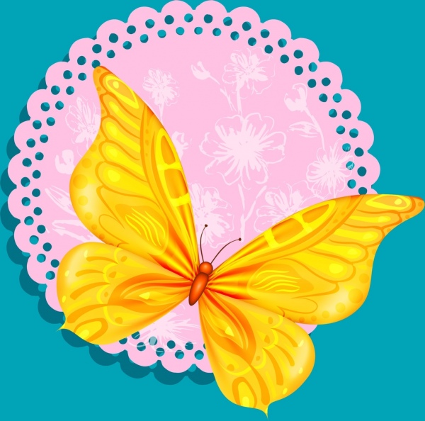 昆虫背景黄色蝴蝶图标装饰