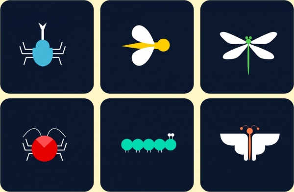 isolasi serangga ikon berwarna desain flat