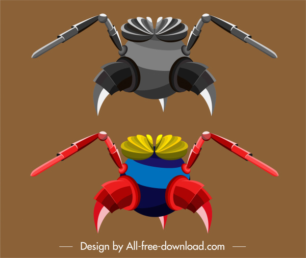 قالب الحشرات الروبوت لامعه الملونة الحديثة رسم 3d