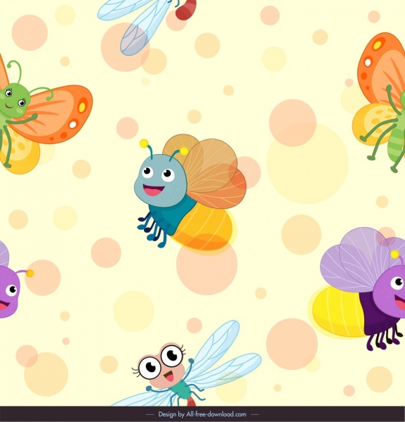côn trùng động vật nền cute cách điệu phác họa phim hoạt hình