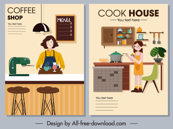 室内装饰海报咖啡店厨房主题