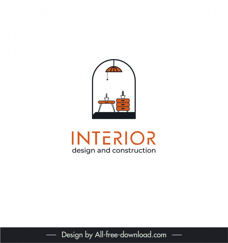 design de interiores e modelo de logotipo de construção ícones de móveis planos esboço isolamento
