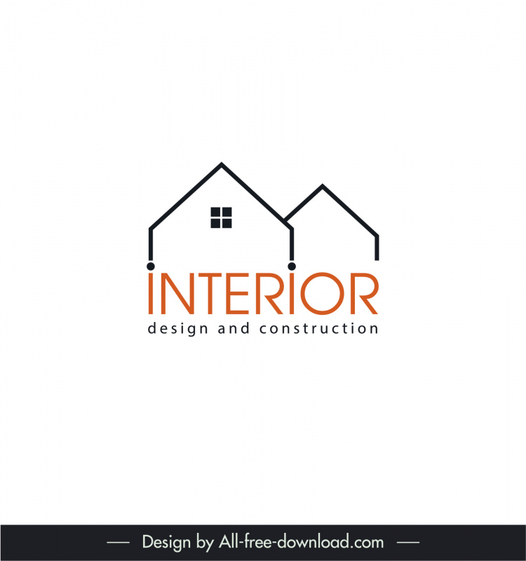 Innenarchitektur und Konstruktion Logo Flache Hausform Skizze Geometrisches Design