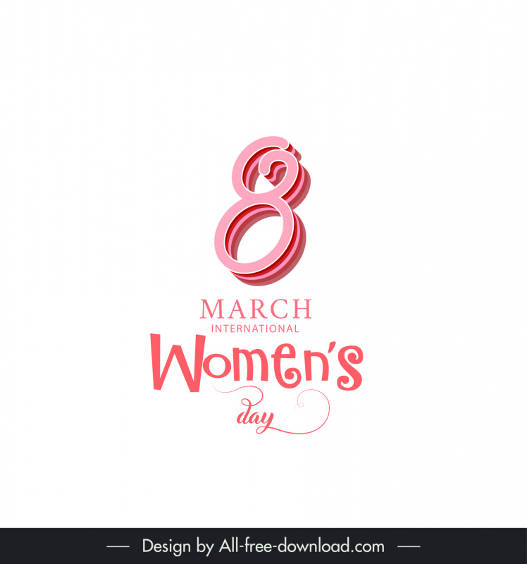 국제 여성의 날 디자인 요소 우아한 3D 숫자 플랫 텍스트 장식
