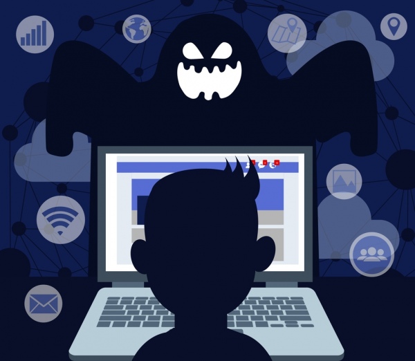 Internet Gefahr hintergrund Laptop Geist Benutzer Schnittstelle Dekor