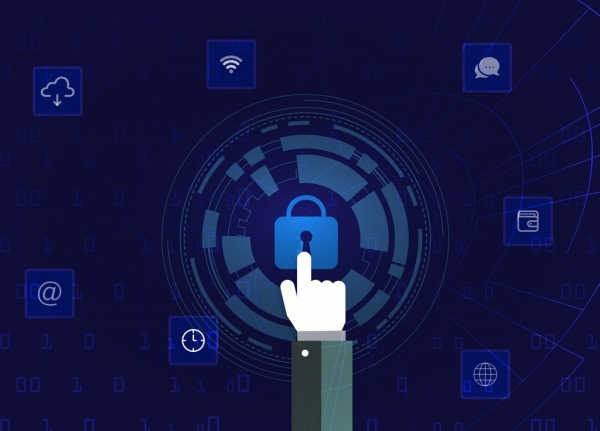 Internet güvenlik arka plan el kilit UI öğeleri dekor