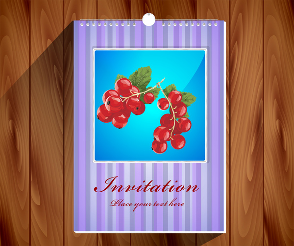 Invitation Card Designed With Notebook On Wooden Background
