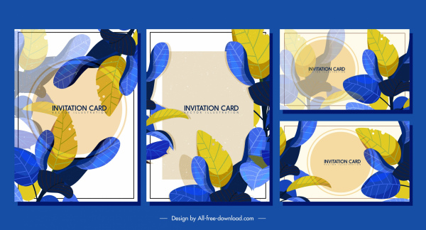 초대 카드 템플릿 클래식 다채로운 잎 장식