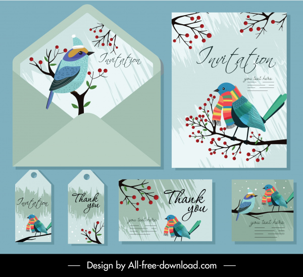 tarjeta de invitación plantillas decoración natural árbol de aves