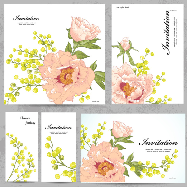illustrazione di vettore di carta di invito con i fiori disegnati