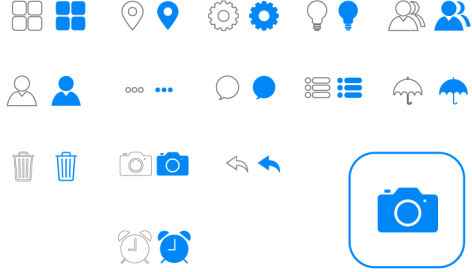 iOS7 Vektor häufig blaue Symbole