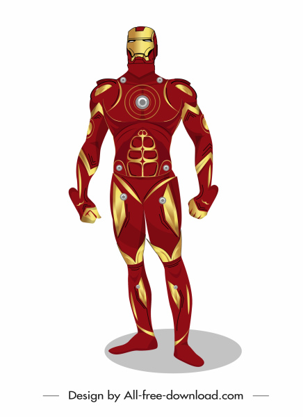 ikon pahlawan iron man desain modern berwarna-warni
