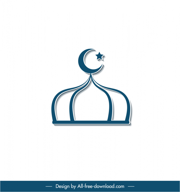 Islam arquitectura signo icono plano simétrico techo redondeado media luna decoración de estrellas