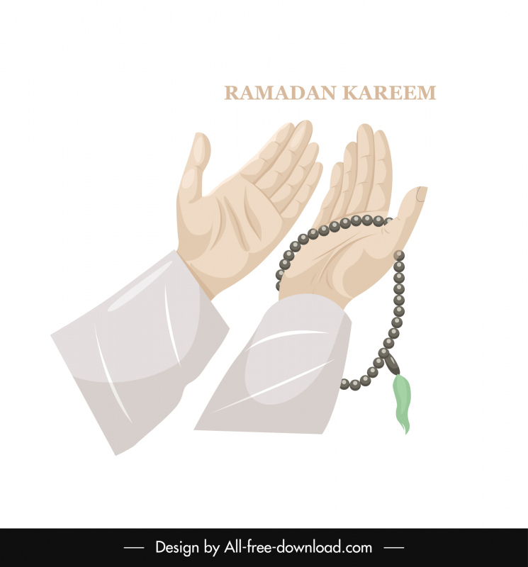 इस्लाम प्रार्थना करने वाले हाथों के आइकन फ्लैट हैंडड्राड डिजाइन