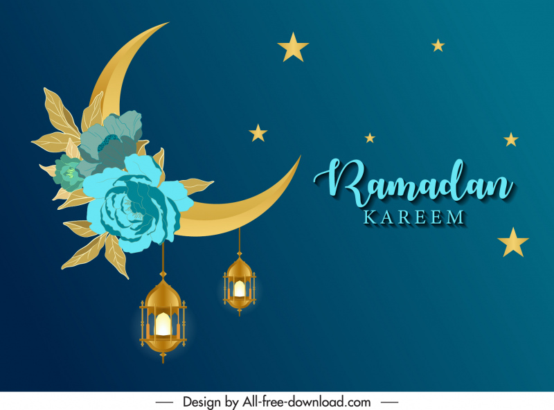 Islam Ramadan bannière modèle étoiles croissant suspendu lumières botanique décor