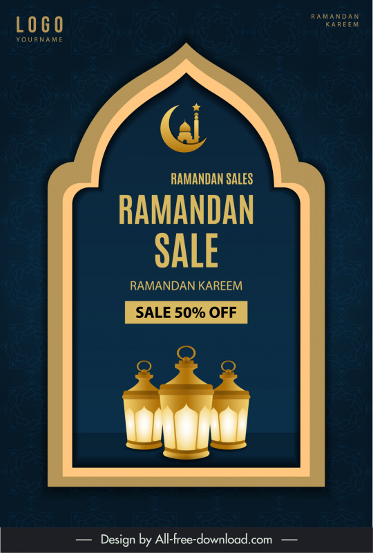 islam venda cartaz elegante luxo luzes elementos muçulmanos decoração