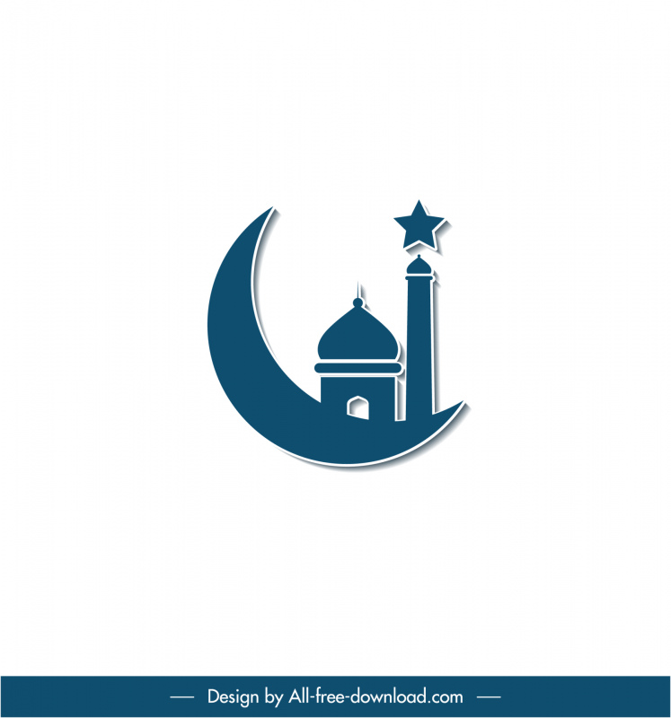 Islam signe icône plat arabe architecture croissant étoile contour