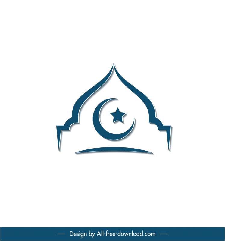 Islam signo icono plano simétrico boceto estrella creciente decoración
