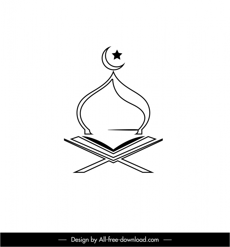 Icono del signo del Islam Techo simétrico Arquitectura Esquema del libro de Escrituras