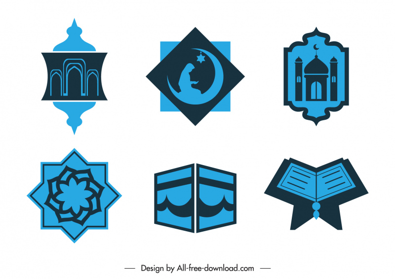 ikon tanda simbol islam bentuk simetris klasik datar