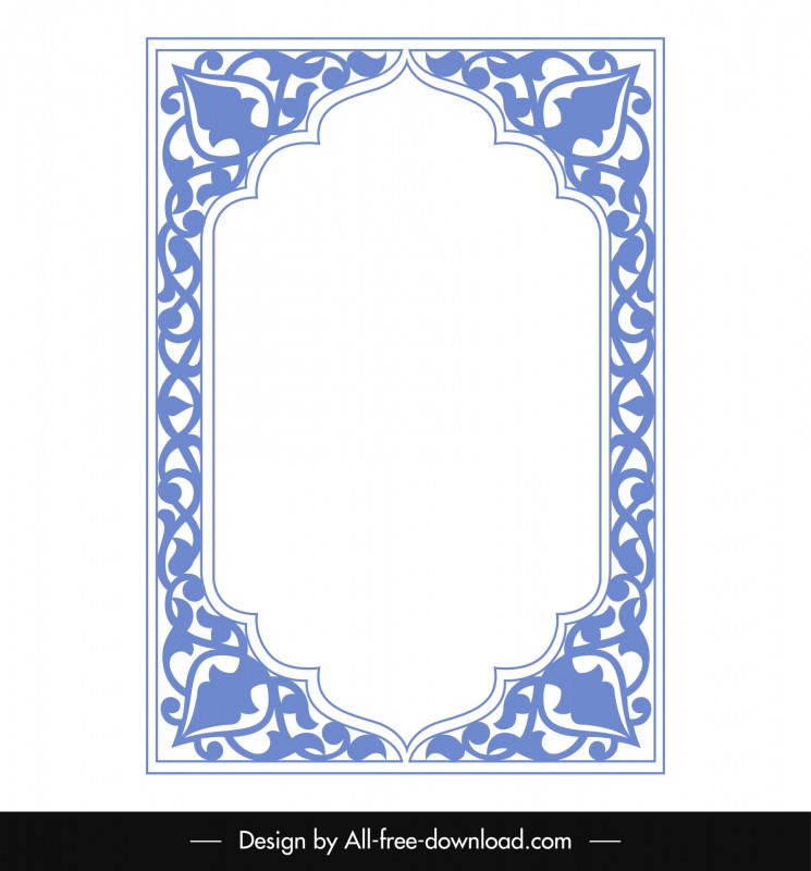 template perbatasan Islam dekorasi kurva simetris klasik yang elegan